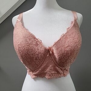 Honeydew Bra 40D Pink Lace Padded Underwire Adjustable Clasp And Strap